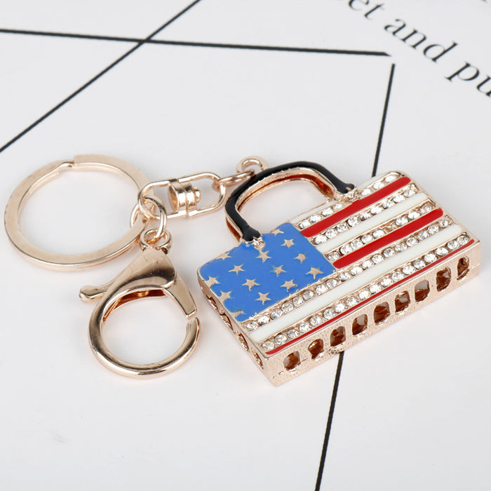 Wholesale 4th of July Independence Day handbag keychain diamond car key chain JDC-KC-GSAJ014