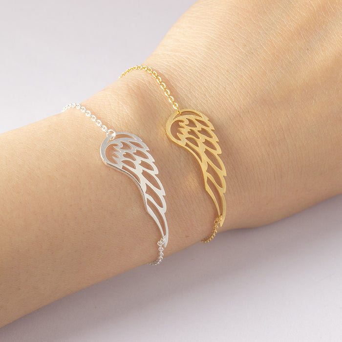 Wholesale Vintage Angel Wings Bracelet Stainless Steel Gold Chain Feather Wing Dolphin JDC-BT-MengX005