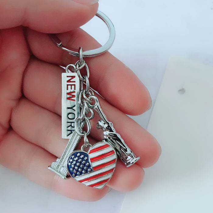 Wholesale 4th of July Alloy Double Sided Stereo American Souvenir Independence Day Key Chain MOQ≥2 JDC-KC-CZhi001