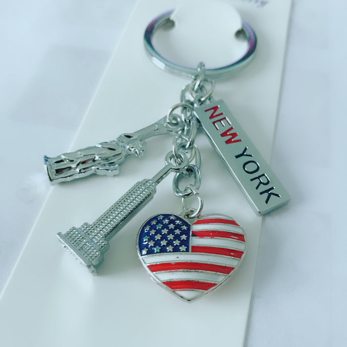 Wholesale 4th of July Alloy Double Sided Stereo American Souvenir Independence Day Key Chain MOQ≥2 JDC-KC-CZhi001