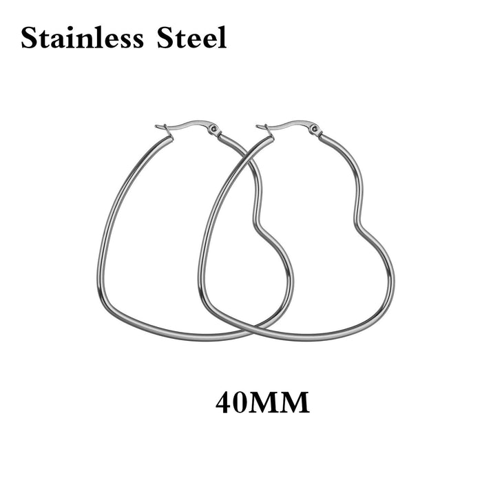 Wholesale Silver Stainless Steel Heart Earrings JDC-ES-RXSFL015