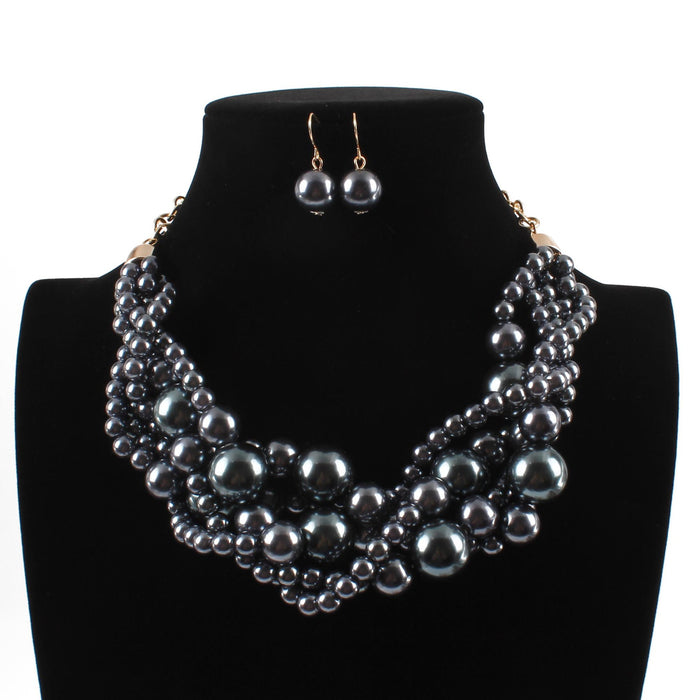 Jewelry WholesaleWholesale ABS Plastic Imitation Pearl Multilayer Necklace Earrings Set JDC-NE-TC285 Necklaces 腾层 %variant_option1% %variant_option2% %variant_option3%  Factory Price JoyasDeChina Joyas De China