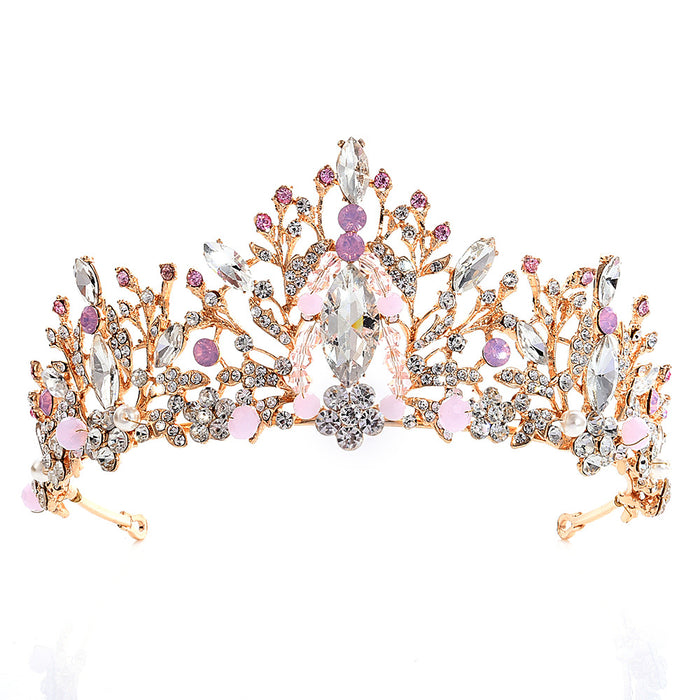 Jewelry WholesaleWholesale pink diamond crystal handmade beaded crown hair band JDC-HD-ZuanG004 Headband 钻岗 %variant_option1% %variant_option2% %variant_option3%  Factory Price JoyasDeChina Joyas De China