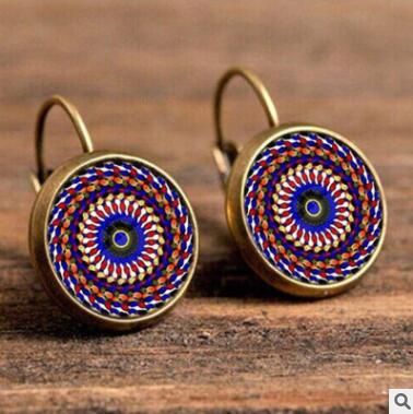 Wholesale Mandala Earrings Time Stone Ear Hooks MOQ≥2 JDC-ES-Fangt002