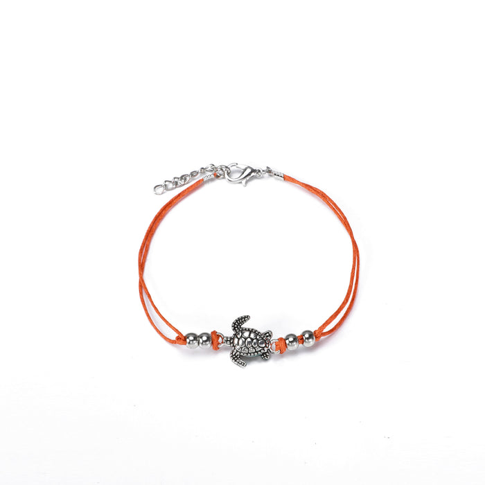 Wholesale Alloy Vintage Wax Rope Turtle Anklet MOQ≥2 JDC-AS-Yen002