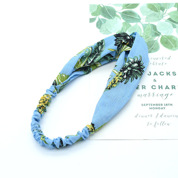 Wholesale Stretch Cross Pineapple Leaf Cloth Headband JDC-HD-FAB001