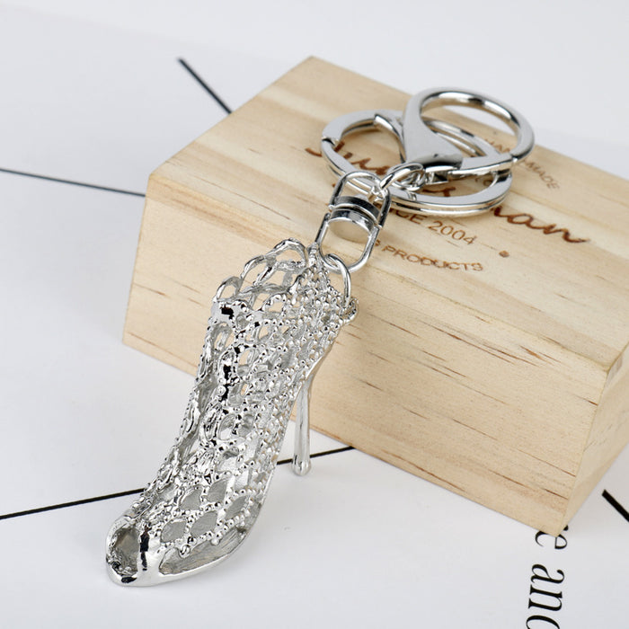 Wholesale crystal high heels car key chain metal key ring chain JDC-KC-AngJ004