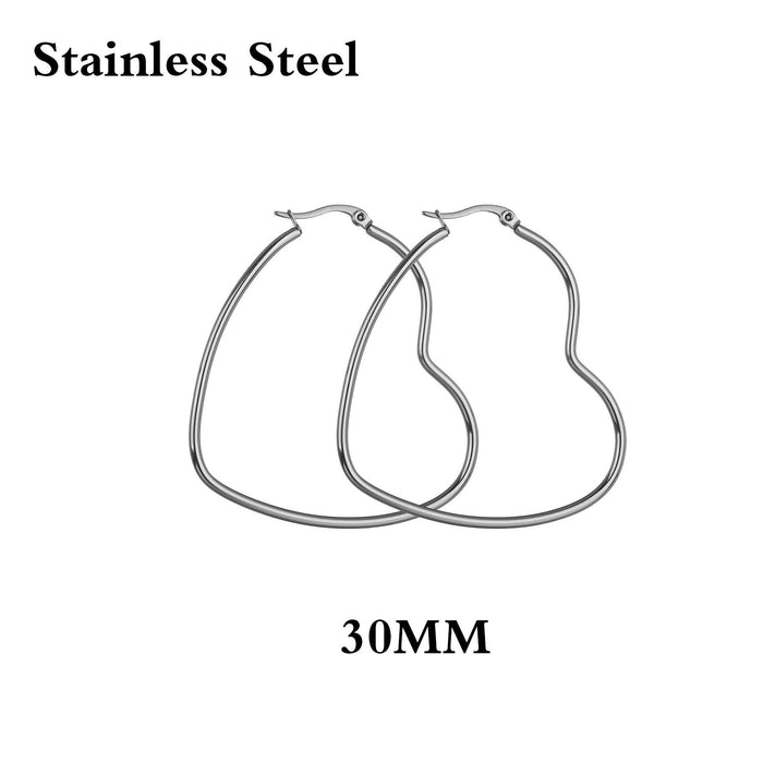 Wholesale Silver Stainless Steel Heart Earrings JDC-ES-RXSFL015