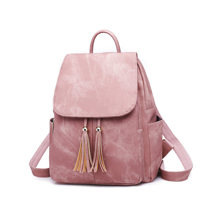 Wholesale Backpack PU Solid Color Large Capacity Tassel JDC-BP-ZLD003