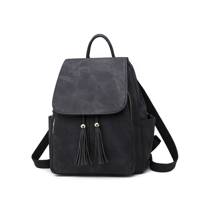 Wholesale Backpack PU Solid Color Large Capacity Tassel JDC-BP-ZLD003