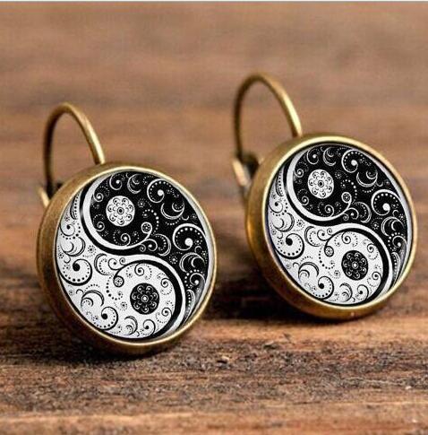 Wholesale Mandala Earrings Time Stone Ear Hooks MOQ≥2 JDC-ES-Fangt002