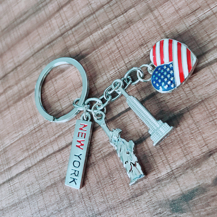 Wholesale 4th of July Alloy Double Sided Stereo American Souvenir Independence Day Key Chain MOQ≥2 JDC-KC-CZhi001