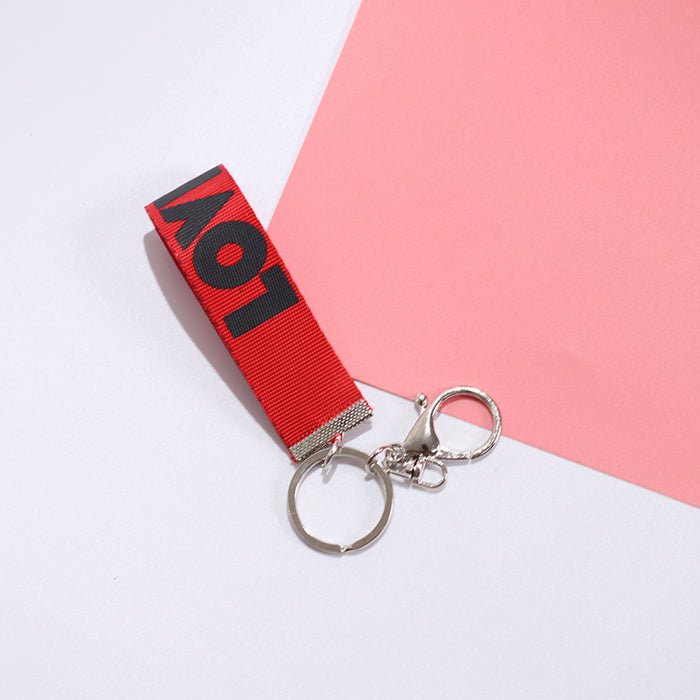 Wholesale LOVE Ribbon Metal Lanyard Keychain MOQ≥2 JDC-KC-KLin002