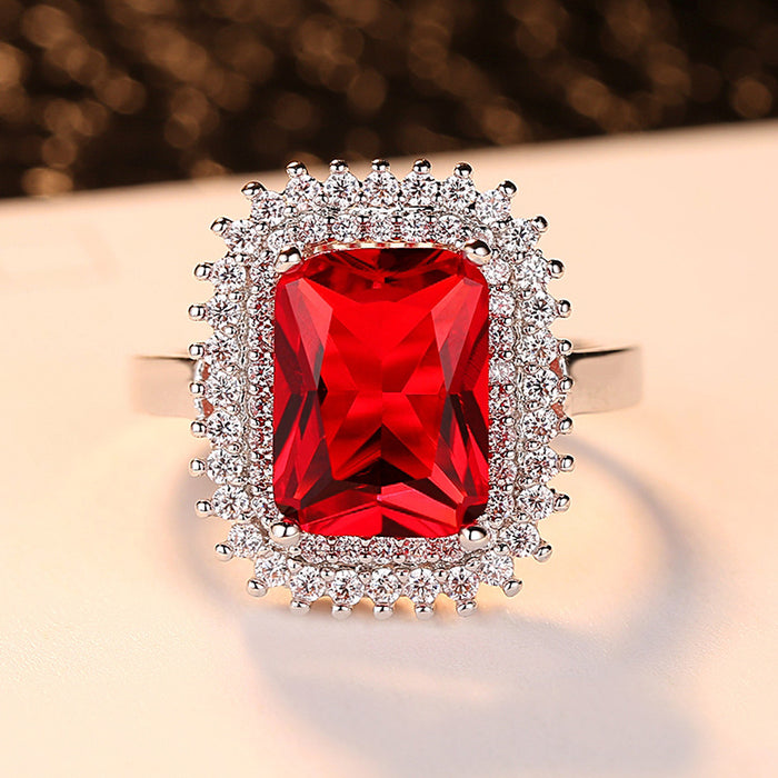 Jewelry WholesaleWholesale Red Square Zircon Copper Ring JDC-RS-MiMeng058 Rings 米萌 %variant_option1% %variant_option2% %variant_option3%  Factory Price JoyasDeChina Joyas De China