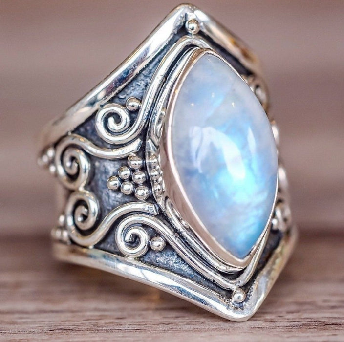 Wholesale Rings Alloy Moonstone Punk Exaggeration JDC-RS-MiaoQ001