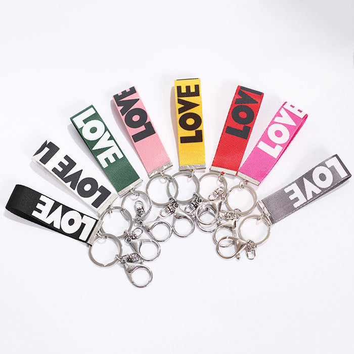 Jewelry WholesaleWholesale LOVE Ribbon Metal Lanyard Keychain MOQ≥2 JDC-KC-KLin002 Keychains 酷林 %variant_option1% %variant_option2% %variant_option3%  Factory Price JoyasDeChina Joyas De China