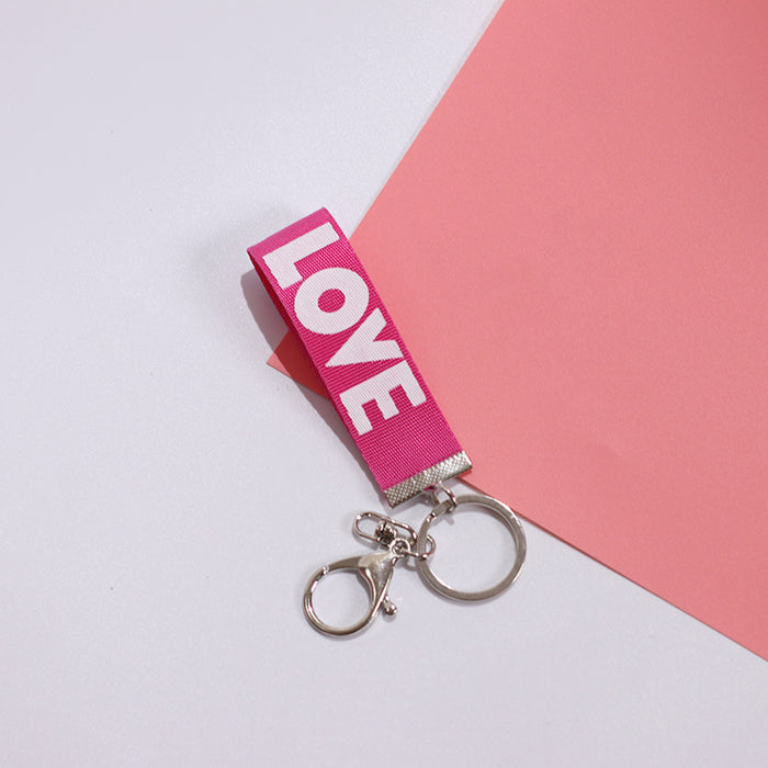 Wholesale LOVE Ribbon Metal Lanyard Keychain MOQ≥2 JDC-KC-KLin002