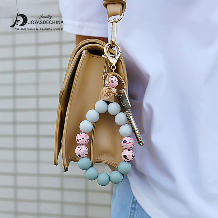 Wholesale Keychains Silicone Wood Beads Bohemian Vintage Wrist Keychain MOQ≥2 JDC-KC-JM052