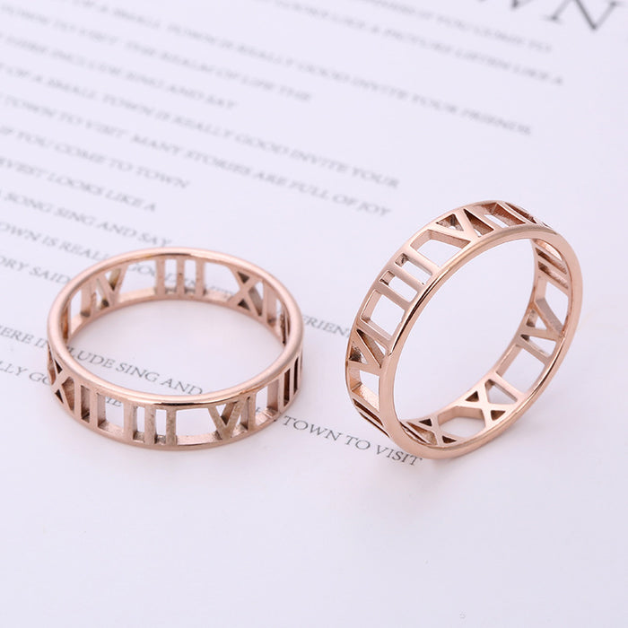 Wholesale Stainless Steel Roman Numeral Rings JDC-RS-ZhongQ003