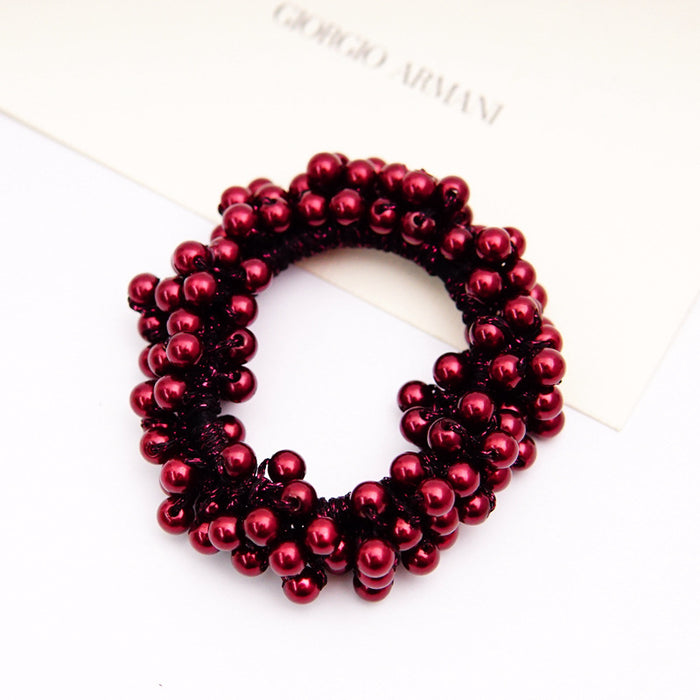 Wholesale 8 Colors Whole Circle Pearl Hair Ring Rubber Band Hair Rope JDC-HS-RXGS005