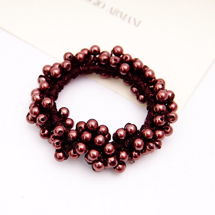 Wholesale 8 Colors Whole Circle Pearl Hair Ring Rubber Band Hair Rope JDC-HS-RXGS005