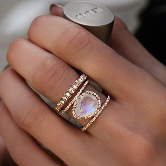 Wholesale Irregular Moonstone Plated 14k Rose Gold Ring JDC-RS-Sanj040