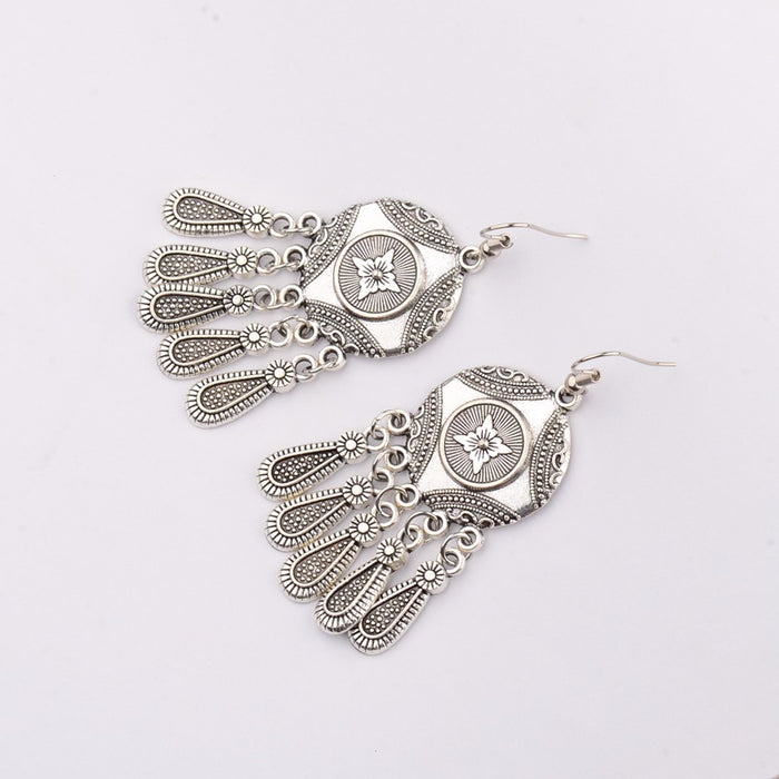 Wholesale earrings alloy palace classical flower tassel MOQ≥2 JDC-ES-DuoW010