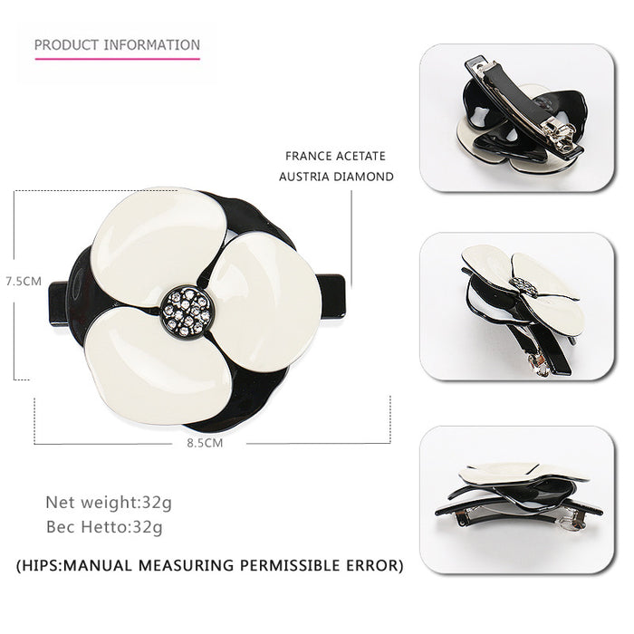 Wholesale Hair Clips Acetate Sheet Czech Diamond Camellia JDC-HC-jinhe011