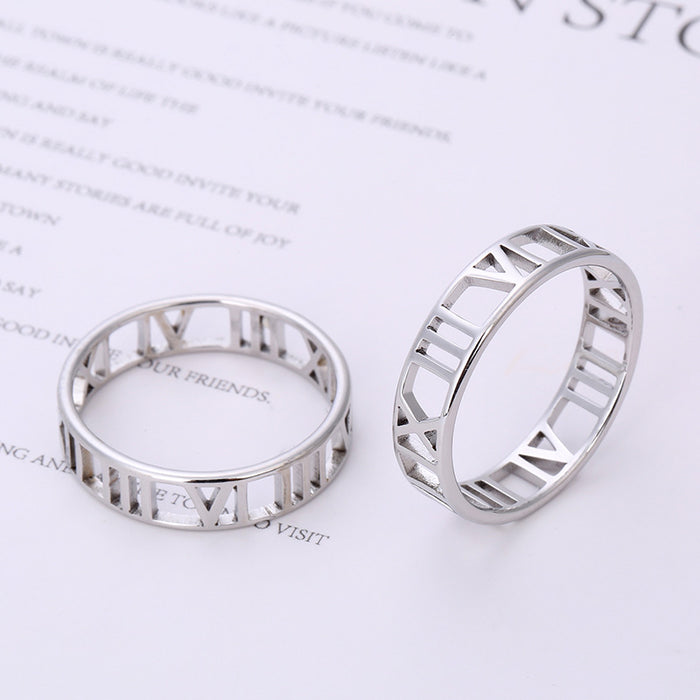 Wholesale Stainless Steel Roman Numeral Rings JDC-RS-ZhongQ003