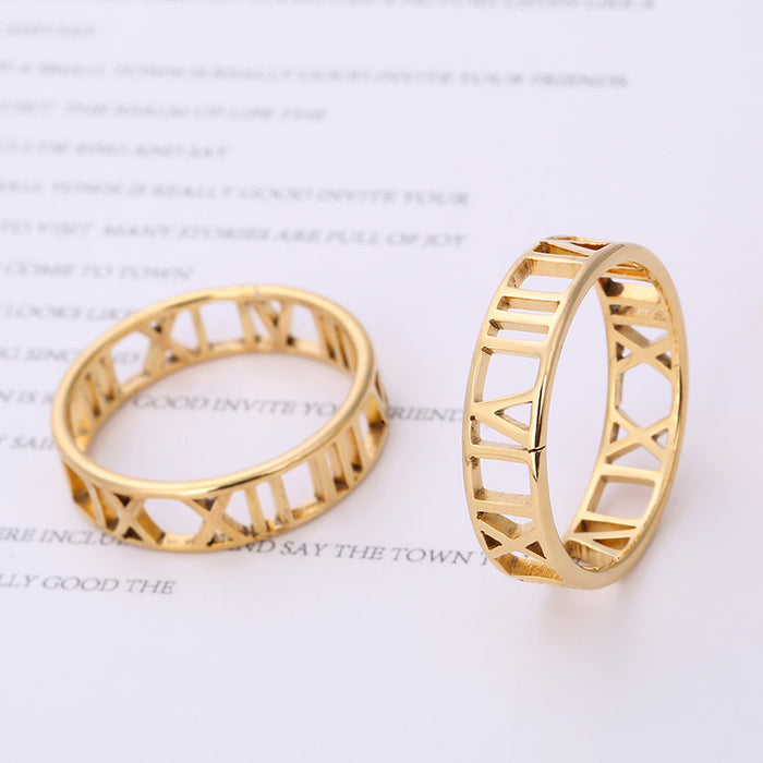 Wholesale Stainless Steel Roman Numeral Rings JDC-RS-ZhongQ003