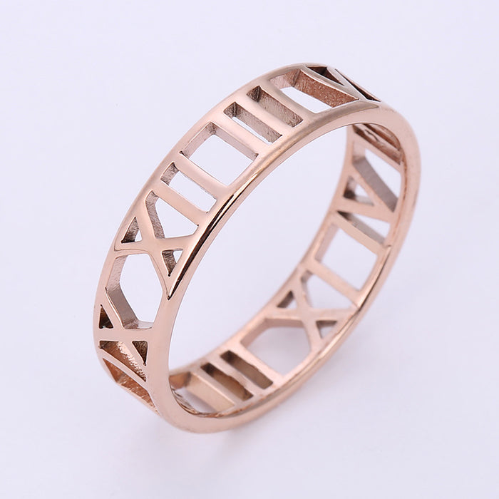 Wholesale Stainless Steel Roman Numeral Rings JDC-RS-ZhongQ003