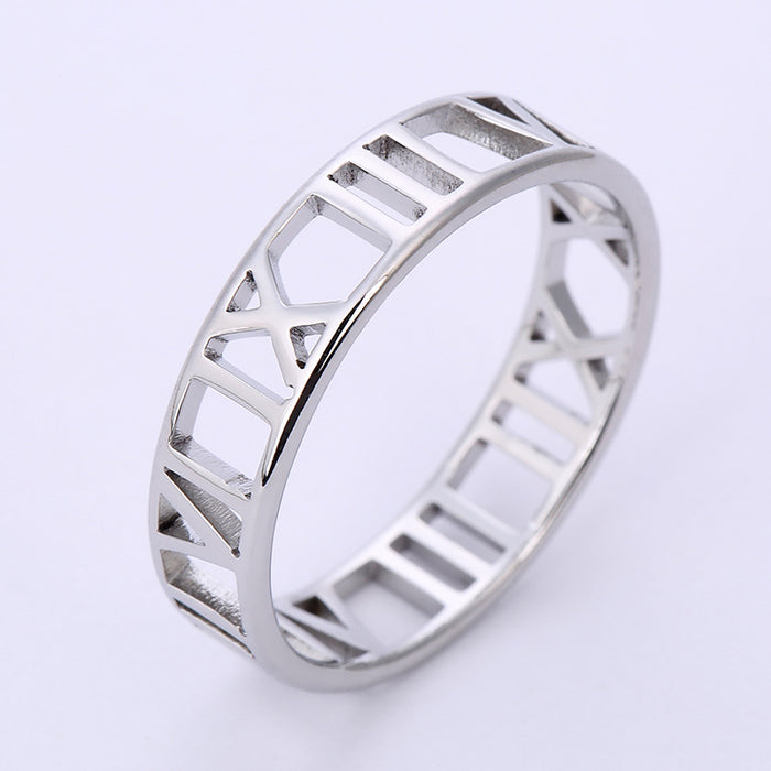 Wholesale Stainless Steel Roman Numeral Rings JDC-RS-ZhongQ003