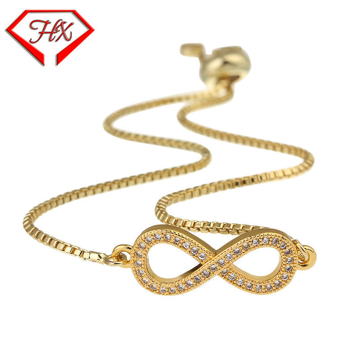 Jewelry WholesaleWholesale figure 8 bow set diamond adjustable pull bracelet JDC-BT-HongX010 Bracelet 宏祥 %variant_option1% %variant_option2% %variant_option3%  Factory Price JoyasDeChina Joyas De China