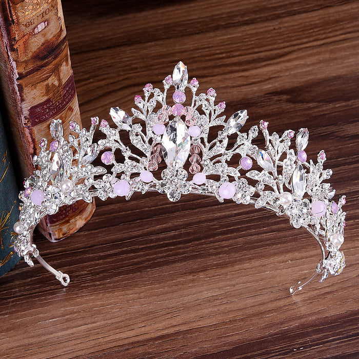 Jewelry WholesaleWholesale pink diamond crystal handmade beaded crown hair band JDC-HD-ZuanG004 Headband 钻岗 %variant_option1% %variant_option2% %variant_option3%  Factory Price JoyasDeChina Joyas De China