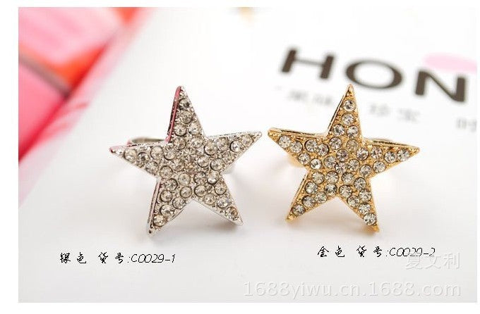 Jewelry WholesaleWholesale full diamond pentagram ring MOQ≥6 JDC-ES-DanS001 Earrings 丹顺 %variant_option1% %variant_option2% %variant_option3%  Factory Price JoyasDeChina Joyas De China