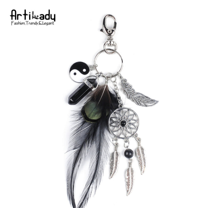 Jewelry WholesaleWholesale Bohemian Dream Catcher Feather Opal Alloy Car Keychain MOQ≥2 JDC-KC-WXiu001 Keychains 唯秀 %variant_option1% %variant_option2% %variant_option3%  Factory Price JoyasDeChina Joyas De China