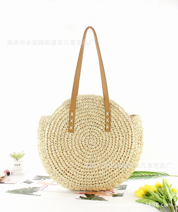 Jewelry WholesaleWholesale round straw woven shoulder tote bag JDC-HB-Feif002 Handbags 非凡 %variant_option1% %variant_option2% %variant_option3%  Factory Price JoyasDeChina Joyas De China