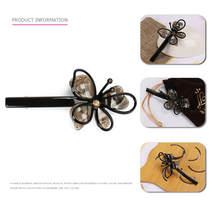 Wholesale Hair Clips Acetate Sheet Austrian Diamonds Butterfly Spring Clip JDC-HC-jinhe012