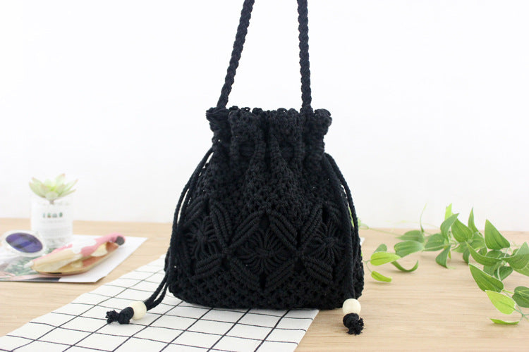 Jewelry WholesaleWholesale Cotton Thread Braided Drawstring Straw Bag Beach Bag JDC-SD-FFC001 Shoulder Bags 非凡草 %variant_option1% %variant_option2% %variant_option3%  Factory Price JoyasDeChina Joyas De China