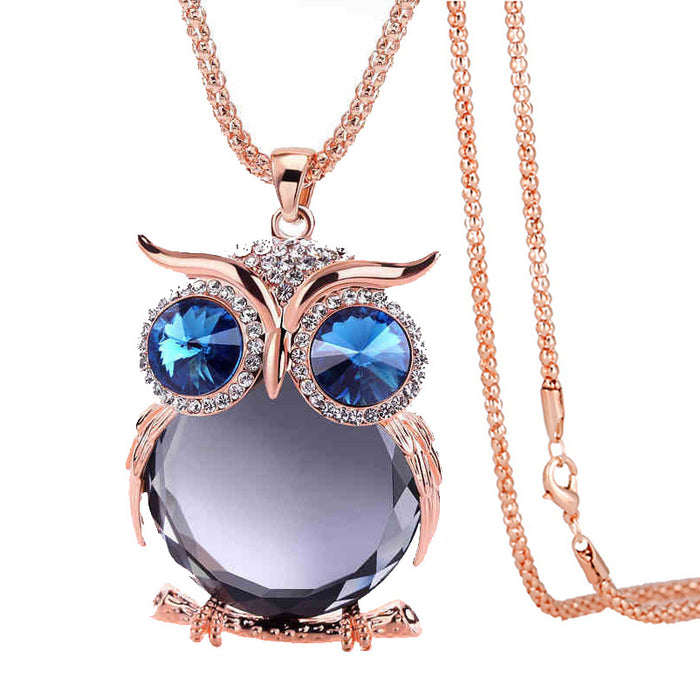 Jewelry WholesaleWholesale Sweater Chain Vintage Owl Long Crystal Necklace Women JDC-NE-YouH001 Necklaces 优鸿 %variant_option1% %variant_option2% %variant_option3%  Factory Price JoyasDeChina Joyas De China