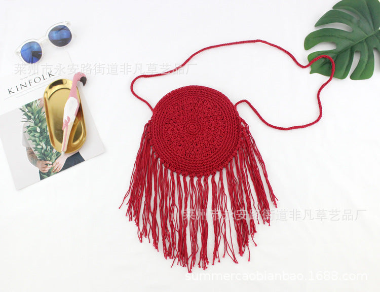 Jewelry WholesaleWholesale cotton thread hand-woven cross-body tassel tote bag JDC-HB-Feif003 Handbags 非凡 %variant_option1% %variant_option2% %variant_option3%  Factory Price JoyasDeChina Joyas De China