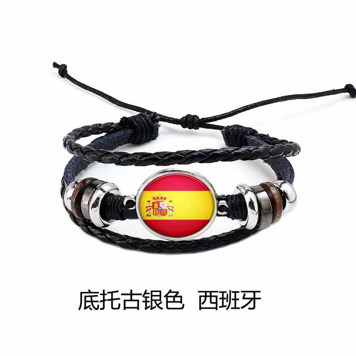 Wholesale Hand Beaded Flag Leather Cord Bracelet JDC-BT-LvY005