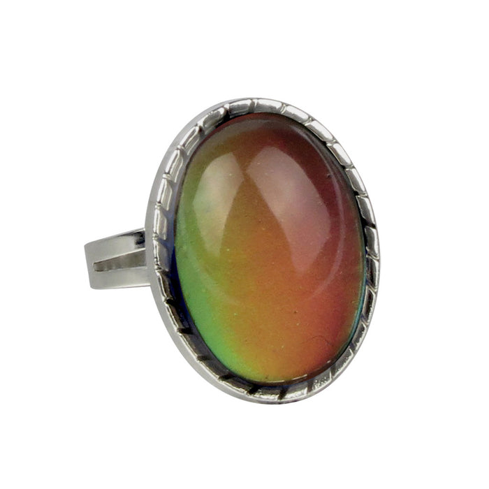 Wholesale Acrylic Gemstone Temperature And Color Change Alloy Ring JDC-RS-LanA003