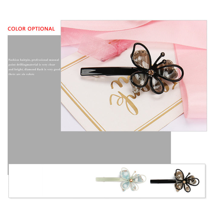 Wholesale Hair Clips Acetate Sheet Austrian Diamonds Butterfly Spring Clip JDC-HC-jinhe012