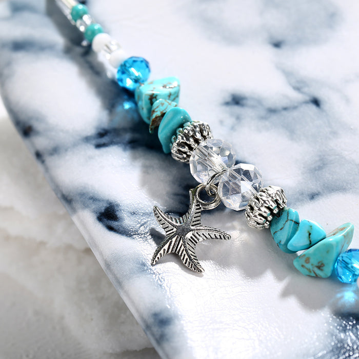 Wholesale Beach Pendant Starfish Pendant Rice Bead Vintage Anklet JDC-AS-F082