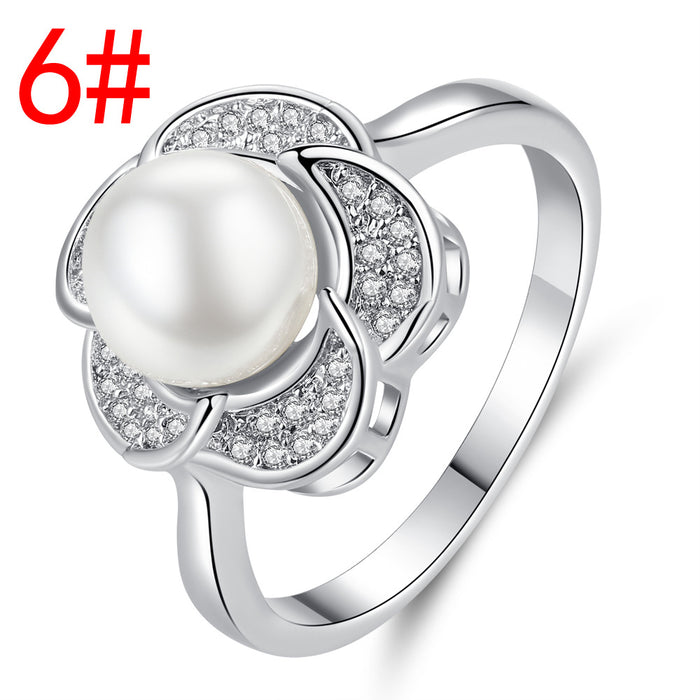 Jewelry WholesaleWholesale Pearl Rhinestone Copper Flower Ring JDC-RS-MiMeng062 Rings 米萌 %variant_option1% %variant_option2% %variant_option3%  Factory Price JoyasDeChina Joyas De China