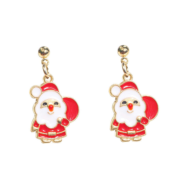 Wholesale Earrings Alloy Christmas Long Deer Cane Socks Stud Earrings JDC-ES-MDD076