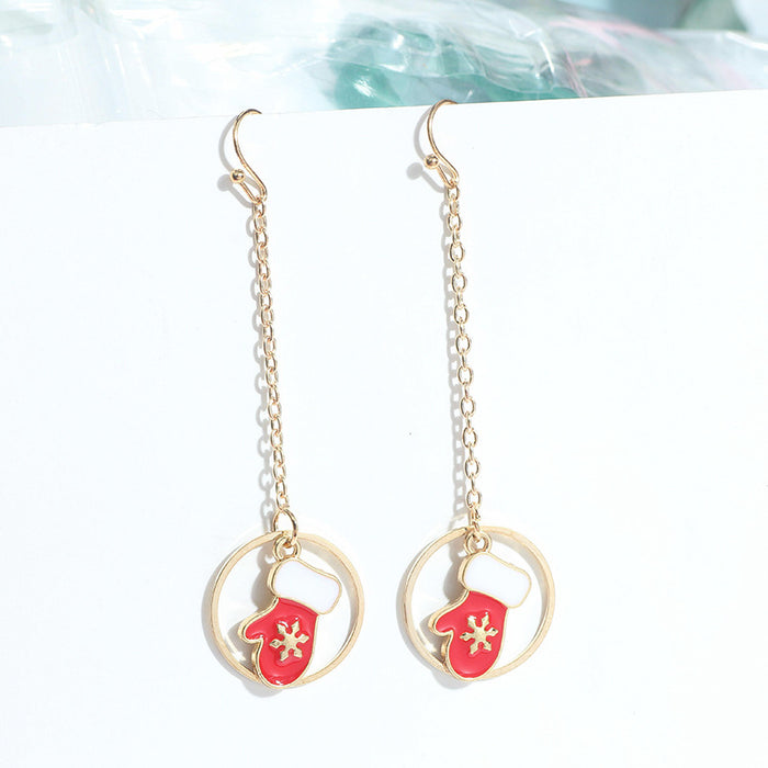 Wholesale Earrings Alloy Christmas Long Deer Cane Socks Stud Earrings JDC-ES-MDD076