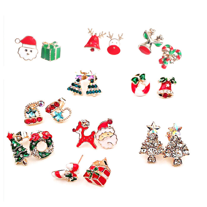 Wholesale Earrings Alloy Enamel Christmas Elk Snowman JDC-ES-MDD067