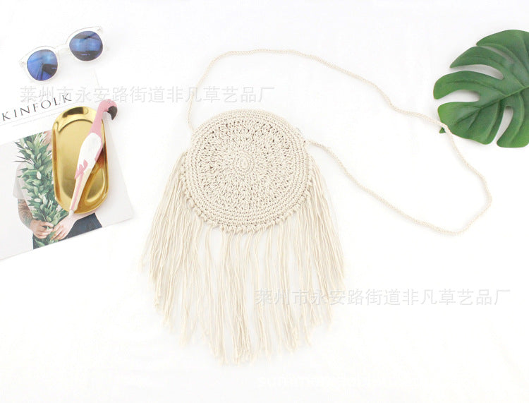 Jewelry WholesaleWholesale cotton thread hand-woven cross-body tassel tote bag JDC-HB-Feif003 Handbags 非凡 %variant_option1% %variant_option2% %variant_option3%  Factory Price JoyasDeChina Joyas De China